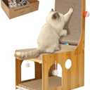 YEMOO ​Cat Scratcher, Double Layer Cat Scratching Board, L Shaped Vertical Cat Scratcher for Wall and Couch Protection, Cat Cardboard Scratcher with 5 Ball Toys For Indoor Cats 