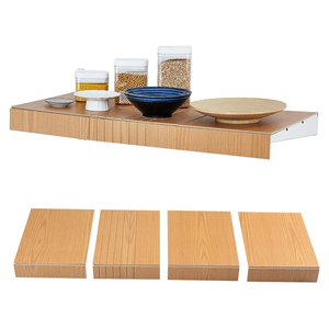 HUAGHEE Wire Rack Shelf Cover - 5 Pack Adjustable Wood Wire Rack Covers for Pantry, Closets,Bathroom, Kitchen (Wood - 5 Pack, 47.2 x 16 inch)