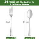 24 Pcs Forks and Spoons Silverware Set, Food Grade Stainless Steel Flatware Cutlery Set for Home, Kitchen and Restaurant, 12 Dinner Fork(8") and 12 Teaspoon(6.7"), Mirror Polished, Dishwasher Safe