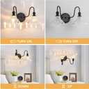 Vintage Bathroom Light Fixtures Over Mirror, 2-Light Black Wall Sconce Lighting with Flower Glass Shade, Farmhouse Vanity Lights for Bedroom Kitchen Living Room Hallway Light