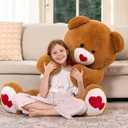 MaoGoLan Giant Teddy Bear Plush 47",Big Teddy Bear Stuffed Animal with Heart Footprints and Heart Nose,Valentines Bear for Girlfriend,Wife,Lover-Anniversary, Birthday,Long Distance,Dark Brown,4ft
