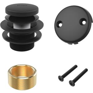 Matte Black Bath Tub Drain and Overflow Kit, Universal All Metal Tip-Toe Bathtub Drain Replacement Kit with Fine/Coarse Thread