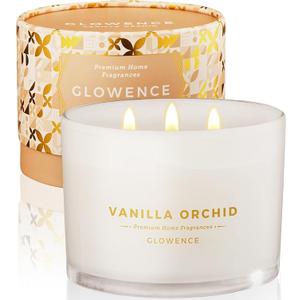 Glowence Luxury Vanilla Scented Candle  Large 3 Wick Jar Candle  Elegant Gift for Women & Men  100% Natural Soy Wax  Up to 40 Hours Burning Time  Housewarming Aromatherapy Candle for Home