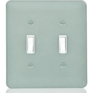 Light Switch Cover Metal Wall Plate Ash Gray,Glossy Finish,Unbreakable Zinc Alloy,2-Gang 5''x4.5'' (Gray, Double Toggle)