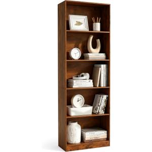 5-Tier Open Bookshelf, Premiun Wooden Storage Shelf Organizer Rack with 0.47 Inch Thick Book Shelves, 70.9 Inches Tall Standing Bookcase for Study Living Room Home Office, 23.6" W x 11.02" D x 70.87" H