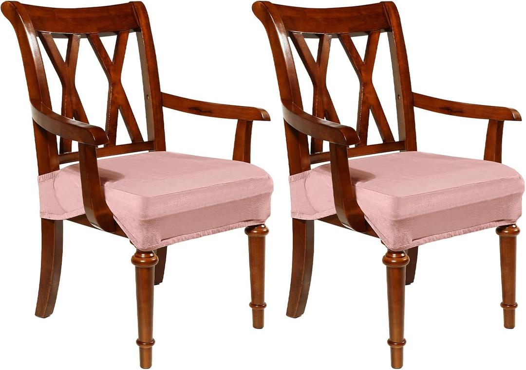 Havawish Large Dining Room Chair Seat Covers with Armrest Dining Chair Slip Covers Protectors(2 Pcs,Light Pink)