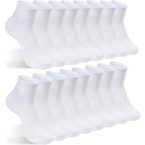 8-20 Pairs Mens Ankle Socks Athletic Running Low Cut Socks Men Performance Wicking Sport Sock (White)