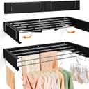 Wall Mount Drying Rack 32", 65LBS Retractable Clothes Rack, Black