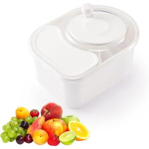 Fruit Cleaner Spinner, Large Fruit Washer Spinner, Fruit Cleaner Spinner with Fruit Washer Bowl and Brush, Vegetable Fruit Spinner Washer,Fruit and Vegetable Scrubber (White)
