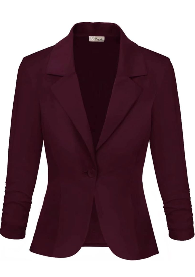 Hybrid & Company Women's Lightweight Casual Work Office Stretch Ponte Cardigan Blazer Jacket Made in USA M