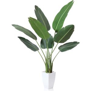Artificial Bird of Paradise Plant, 4Ft Fake Floor Plants with White Taper Planter, Fake Palm Tree for Indoor Home Decor Office Living Room, Set of 1
