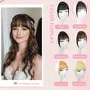 Clip on Bangs Real Human Hair, Black Soft Layered Fake Bangs with Feathered Fringe Hairpieces for Women Curved Bangs for Daily Wear(Wispy Black)