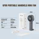 2 x Handheld Fan 1200mAh, 6.8H Max Cooling 3-Speed Portable Mini Fan, Type-C Rechargeable Personal Pocket for Travel Office Outdoor (Black)
