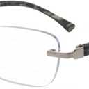Rimless Reading Glasses for Women, Frameless Lightweight Computer Readers for Women with Spring Hinges/Tinted Edges (Silvery)