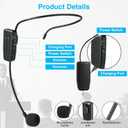 Wireless Microphone System for 2 People,160ft Range, 2.4G Dual Wireless Headset Mics for Karaoke Speaker, Amplifier, Mic Speakers, PA System, Yoga,Teaching, Fitness