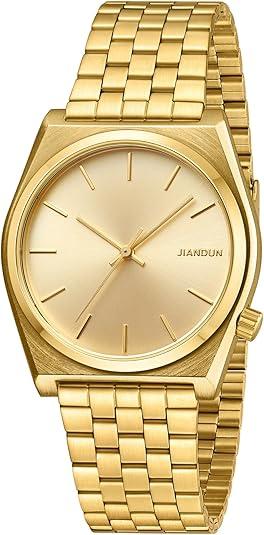 JIANDUN Fashion Business Mens Black Watches Simple Waterproof Stainless Steel Strap