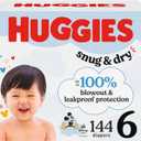 Huggies Size 6 Diapers, Snug & Dry Baby Diapers, Size 6 (35+ lbs), 144 Count (2 Packs of 72)