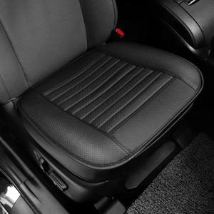 1 Pack Car Seat Cover PU Leather Front Seat Covers Auto Bottom Seat Cushion Cover with Storage Pocket Bamboo Charcoal Pad for Cars Vehicles,Automotive,SUV,Truck (edge wrapping, Black)