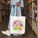Cheerful Watercolor- Art Canvas Tote Bag - Stylish & Practical Carrier