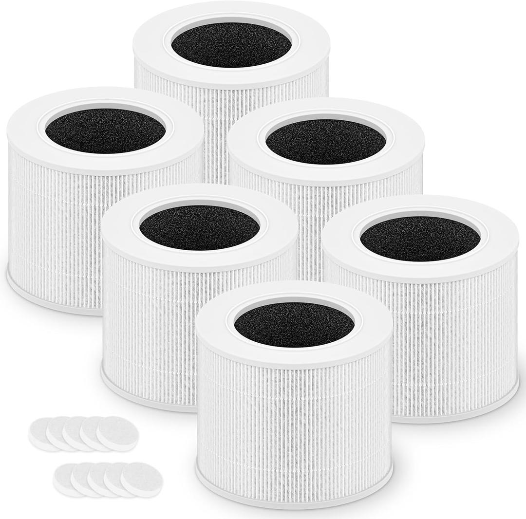 Core Mini Replacement Filter for LEVOIT Core Mini and Core Mini-P Air Purifier, 3-in-1 High-Efficiency Activated Carbon Filter, Core Mini-RF, 6 Filter & 10 Fragrance Sponge