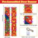 Diwali Party Decorations - Happy Diwali Door Banner Diwali Decoration for Home Deepavali Festival of Lights Banner Porch Hanging Sign for Indian Holiday Wall Doorway Decor, 11.8in70.9in