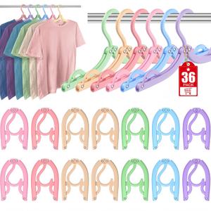 36 Pcs Travel Hangers Portable Foldable Travel Hanger Organizer, Plastic Cruise Ship Essentials Clothes Folding Hangers for Camping Flying RV Europe Vacation Essentials Suitcase, Brilliant Multi