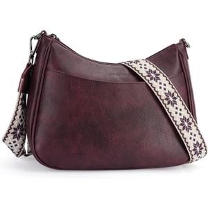 APHISON Trendy Leather Crossbody Purse with Adjustable Strap, Women's Shoulder Handbag (07-grape)