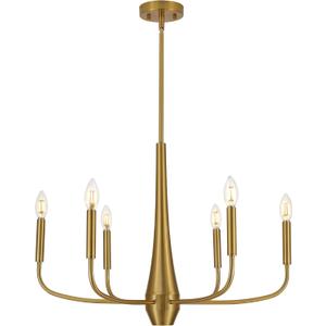 Gold Chandelier Light Fixture, 6-Light Modern Farmhouse Kitchen Chandeliers Over Table Hanging, Industrial Metal Chandeliers for Dining Room Entryway Bedroom Living Room Foyer Hallway