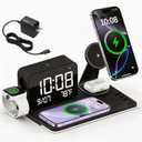 MagCharge 7-in-1 Magnetic Wireless Charging Station, 25W Rotatable Stand, Dimmable Ambient, Bluetooth Clock, 65W Adapter Included, for iPhone 17/16/15, Apple Watch, AirPods, Bedside Desk Charger