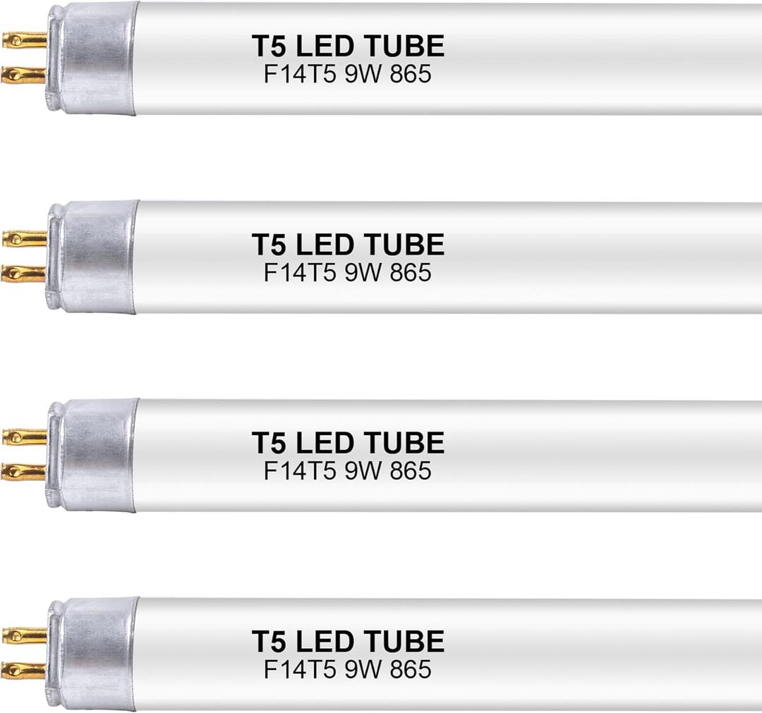 22 Inch F14T5/DL LED Replacement Bulbs, 6500K Daylight, T5 LED 9 Watts Replace Fluorescent Bulb with LED, Replacement Tube for Counter and Cabinet Fixture, 4 Pack