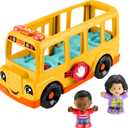 Fisher-Price Little People Toddler Toy School Bus Musical Push-Along Vehicle with 2 Figures for Pretend Play Ages 1+ Years