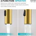 KENES Brushed Gold Centerset Bathroom Faucet with Pull Out Sprayer, 4 Inch 2 Handle Pull Down Bathroom Faucet 3 Hole, Bathroom Sink Faucet with Pop Up Drain & Supply Lines LJ-9069-4