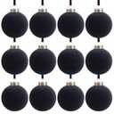 12 Pcs Velvet Christmas Balls Bulk Shatterproof Plastic Christmas Tree Decorations for Decorative Hanging Baubles (12, Black, 2.36Inch)