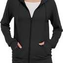 LETAOTAO Womens' Lightweight Zip Up Hoodies Stretch Thin Summer Jackets For Women (XX-Large, Black)