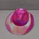 SoJourner Bags Neon Sparkly Glitter Space Cowboy Hat - Fun Metallic Holographic Party Disco Cowgirl Hat