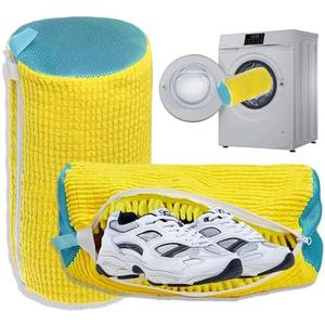 Shoe Washing Machine Bag Laundry Shoe Bag for Washer and Dryer Reusable Set of 2 Shoe Cleaning Bags for Sneakers 360° Deep Cleaning Machine for All Shoes Types With Self-locking Zipper