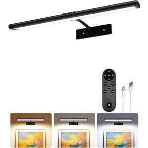 EZVALO Picture Light for Wall, 13'' Black Rechargeable 4800mAh Battery Lights Wireless with IR Remote, Magnetic LED Art Painting Light with 3 Color Temperatures, Display for Gallery, Living Room