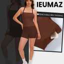 Ieumaz Workout Halter Tank Tops for Women with Built in Bra Sleeveless Backless Square Neck Longline Gym Yoga Top (Red, XS)
