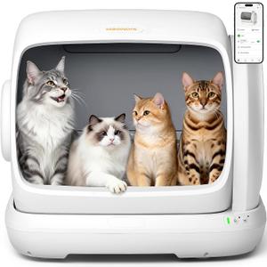 MeoWant Self-Cleaning Cat Litter Box, 106L Extra-Large Space Low Entrance Automatic Cat Litter Box Perfect for Multiple Cats, Safety Sensor, Anti-Pinch, APP Control, Odor Free with Mat & Liner