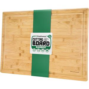 Freshware 24 Inch 3XL Bamboo Cutting Boards for Kitchen, Stove Top Butcher Block, Extra Large Wooden Carving Board for Meat, Veggies, Charcuterie Board with Deep Juice Grooves (3XL, 24x18")