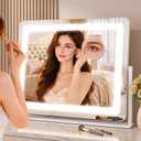 22"x17"Makeup Mirror with Lights LED Vanity Mirror 3Color Dimmable| White | Large Vanity Mirror with Lights, LED Lighted Makeup Mirror, Smart Touch Control, 360 Rotation, for Vanity Tabletop, Bedroom