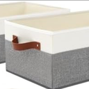 2 Pack Large Capacity Storage Bins Closet Organizer for Shelves, Fabric Closet Storage Baskets Boxes with Leather Handles for Organizing Clothes, Sheets, Jeans, Toys, Books (Grey)