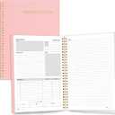 SUNEE Half Meeting Half Note - 7.5"x10" Professional Notebooks for Work - 160 Pages, B5 Size Project Planner, Spiral Meeting Agenda/Minutes Organizer for Women Men, Note Taking, Office & Business (Pink)