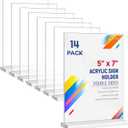 Dynta 14 Pack Acrylic Sign Holder 5x7 Inches Clear Double Sided Picture Frame Vertical Table Menu Holder Plastic Desktop Flyer Holder Acrylic Display Stands for Stores Restaurants Office Wedding Party