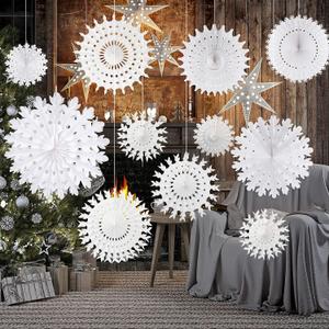 TUPARKA White Paper Snowflake Decorations Frozen Birthday Party Supplies Winter Wonderland Party Decorations Christmas Snowflakes Hanging Decoration,Assort Size (Mixed 7.8"-20")