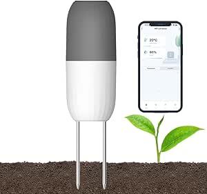 Haozee Smart Soil Moisture Sensor, WiFi Soil Moisture and Temperature Meter for Garden, Farm, Greenhouse, Waterproof