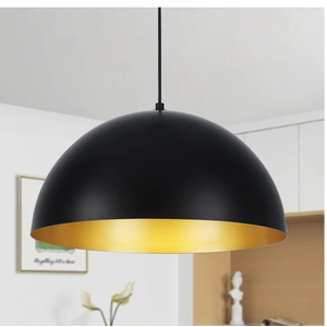 Black Dome Pendant Light for Kitchen Island, 17.7 inch Modern Farmhouse Pendant Light, Large Pendant Lamp for Dining Room Bedroom Hallway Foyer