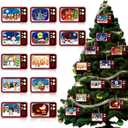 2 x Christmas Tree Ornaments Traditional Christmas Santa Scene TV Hanging Ornaments Xmas Vintage TV Wooden Cutouts Hanging Signs for Xmas Tree Winter Holiday Party Indoor Outdoor Decorations Supplies