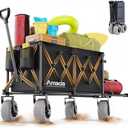 Beach Wagon with Big Wheels for Sand, 260L Capacity, Heavy Duty All-Terrain Folding Wagon with Expandable Rear, Durable Carbon Steel Frame & Big 8.3" Wheels for Beach, Outdoor & Camping Activities