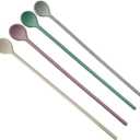 4Pcs Silicone Long Stirring Spoons, 9.9 Inch Reusable Drink Stirrers for Coffee, Cocktail, Tea, and Beverages Mixing Spoons for Home Bar and Kitchen